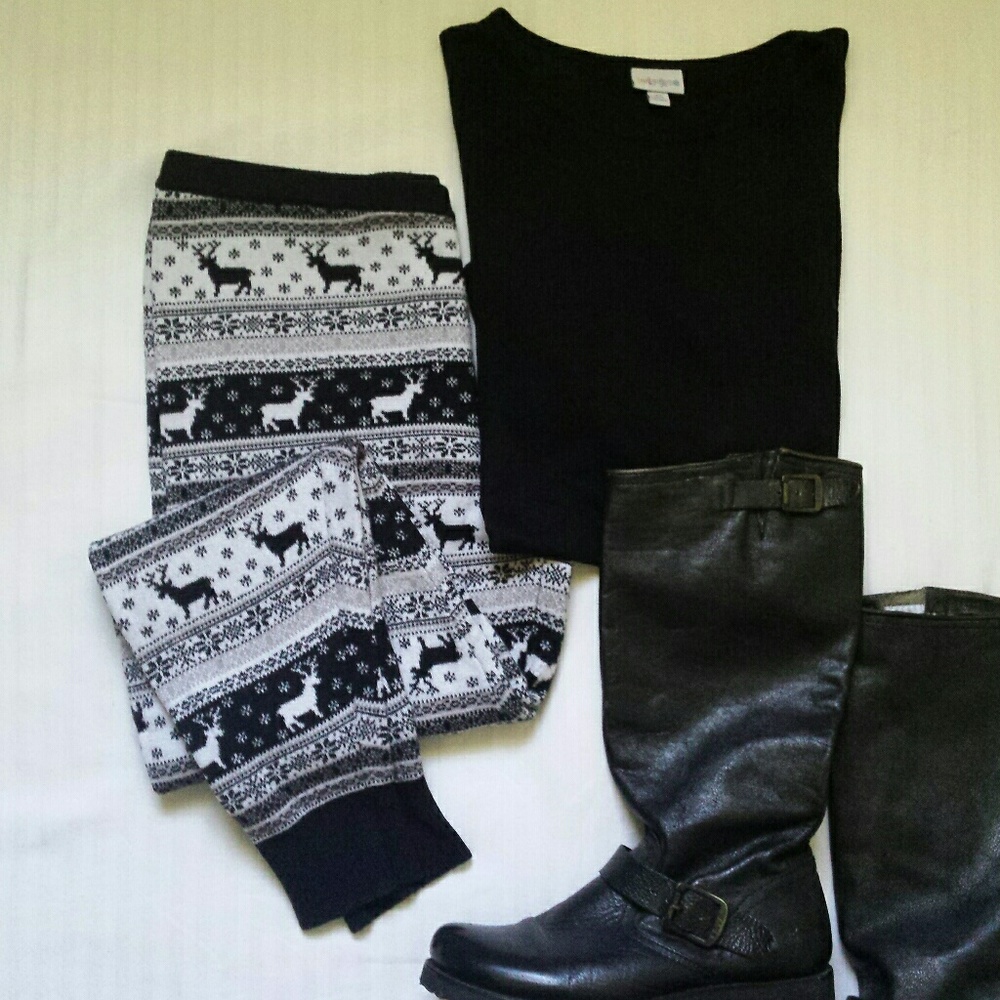 Bethany Mota Fair Isle Reindeer Leggings Size XL